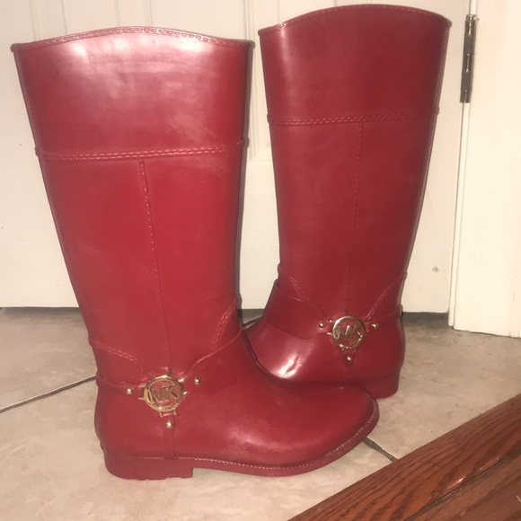 michael kors red rain boots
